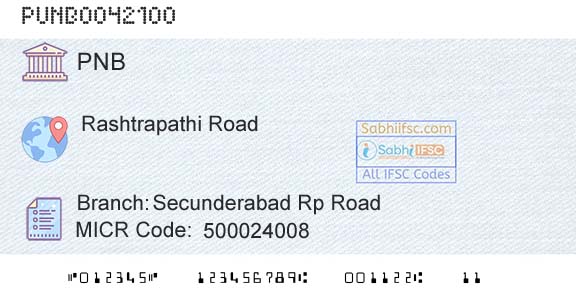 Punjab National Bank Secunderabad Rp RoadBranch 