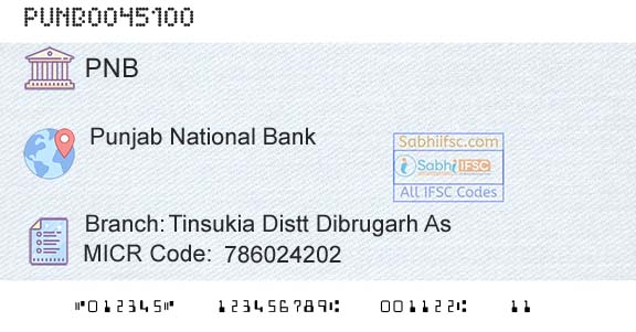 Punjab National Bank Tinsukia Distt Dibrugarh AsBranch 