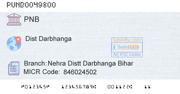 Punjab National Bank Nehra Distt Darbhanga BiharBranch 