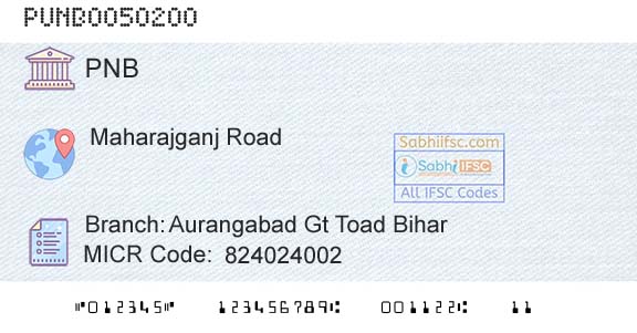 Punjab National Bank Aurangabad Gt Toad BiharBranch 