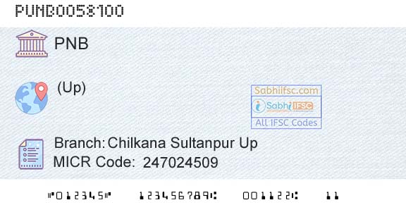 Punjab National Bank Chilkana Sultanpur Up Branch 