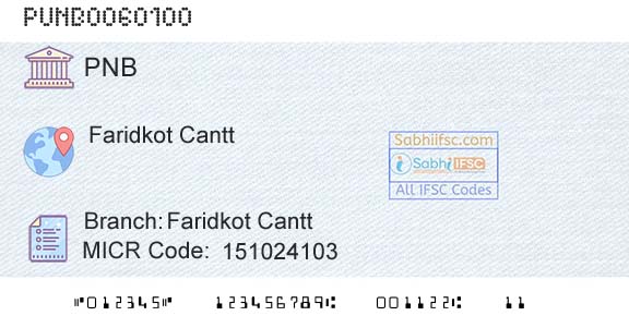 Punjab National Bank Faridkot Cantt Branch 