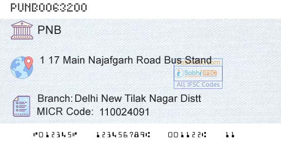 Punjab National Bank Delhi New Tilak Nagar Distt Branch 