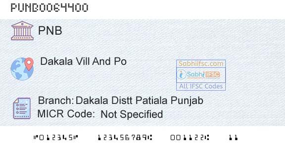 Punjab National Bank Dakala Distt Patiala PunjabBranch 