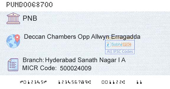 Punjab National Bank Hyderabad Sanath Nagar I A Branch 