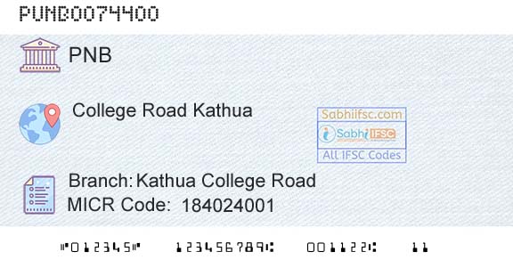 Punjab National Bank Kathua College RoadBranch 