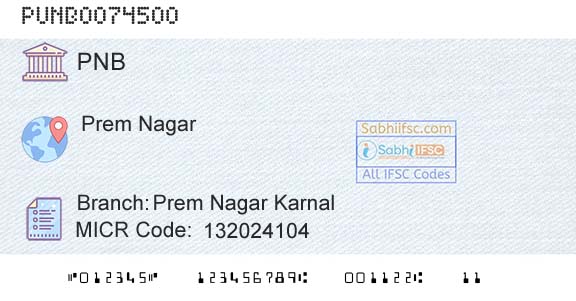 Punjab National Bank Prem Nagar KarnalBranch 