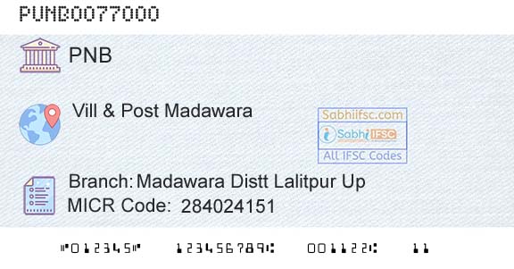 Punjab National Bank Madawara Distt Lalitpur Up Branch 