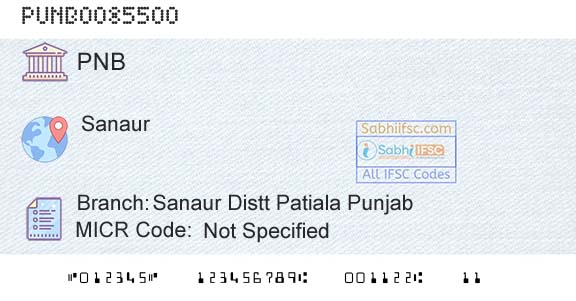 Punjab National Bank Sanaur Distt Patiala PunjabBranch 