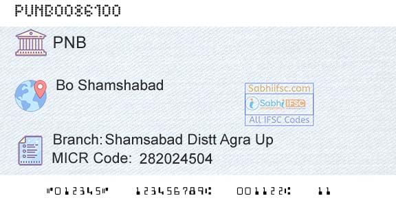 Punjab National Bank Shamsabad Distt Agra Up Branch 