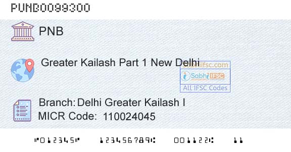 Punjab National Bank Delhi Greater Kailash IBranch 