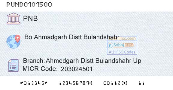 Punjab National Bank Ahmedgarh Distt Bulandshahr UpBranch 