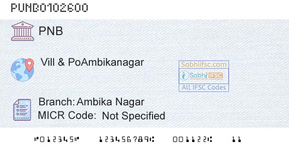 Punjab National Bank Ambika NagarBranch 