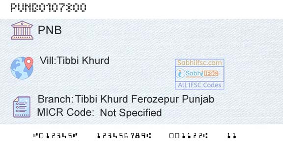Punjab National Bank Tibbi Khurd Ferozepur PunjabBranch 