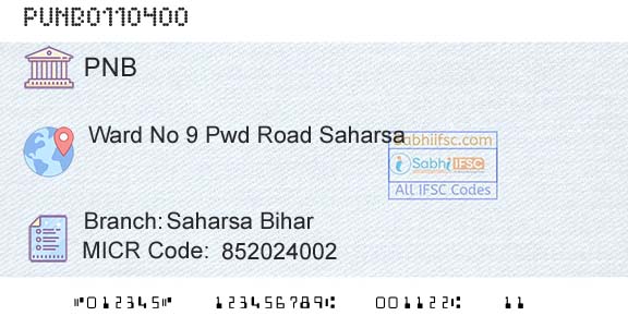 Punjab National Bank Saharsa Bihar Branch 