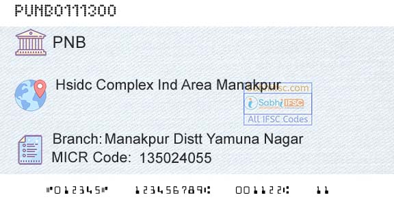 Punjab National Bank Manakpur Distt Yamuna NagarBranch 