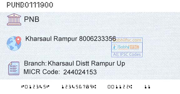 Punjab National Bank Kharsaul Distt Rampur Up Branch 
