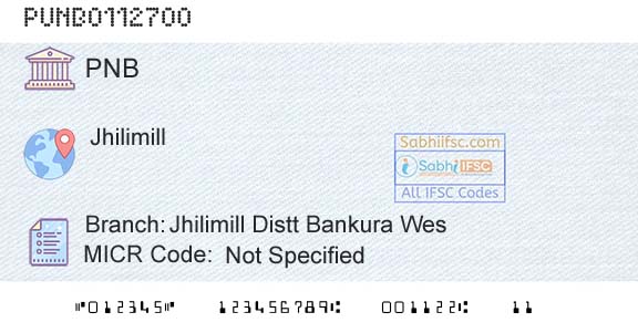 Punjab National Bank Jhilimill Distt Bankura WesBranch 