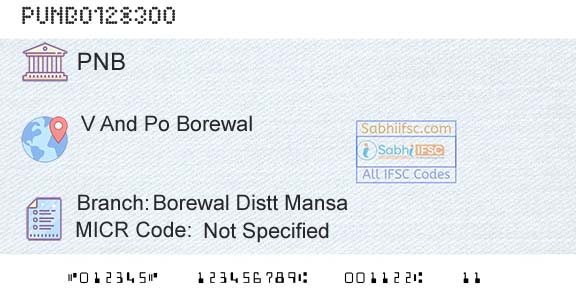 Punjab National Bank Borewal Distt MansaBranch 