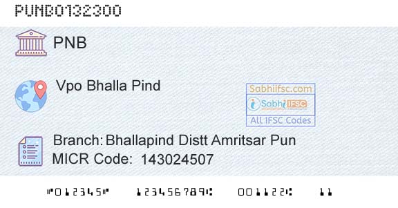 Punjab National Bank Bhallapind Distt Amritsar PunBranch 