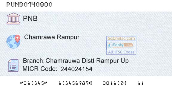 Punjab National Bank Chamrauwa Distt Rampur Up Branch 