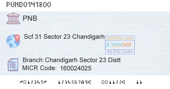 Punjab National Bank Chandigarh Sector 23 Distt Branch 