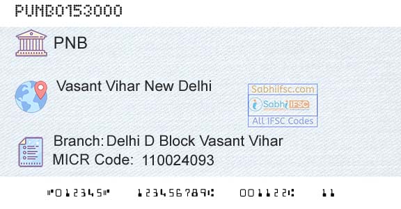 Punjab National Bank Delhi D Block Vasant ViharBranch 