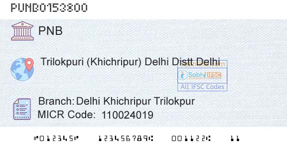 Punjab National Bank Delhi Khichripur Trilokpur Branch 