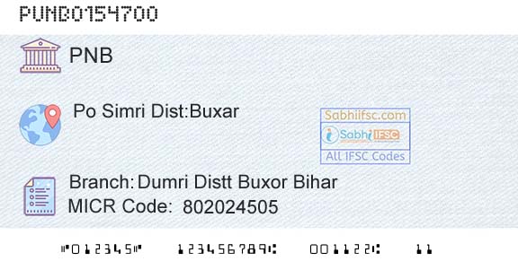 Punjab National Bank Dumri Distt Buxor Bihar Branch 
