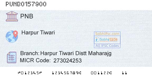 Punjab National Bank Harpur Tiwari Distt MaharajgBranch 