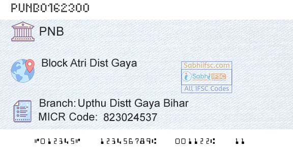 Punjab National Bank Upthu Distt Gaya Bihar Branch 