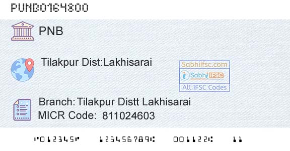 Punjab National Bank Tilakpur Distt LakhisaraiBranch 
