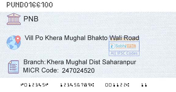 Punjab National Bank Khera Mughal Dist SaharanpurBranch 
