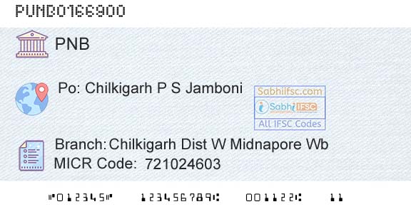Punjab National Bank Chilkigarh Dist W Midnapore WbBranch 