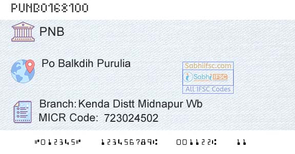 Punjab National Bank Kenda Distt Midnapur WbBranch 