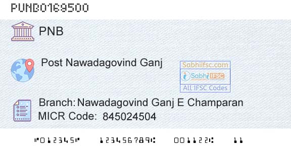 Punjab National Bank Nawadagovind Ganj E ChamparanBranch 