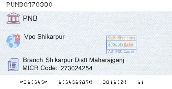 Punjab National Bank Shikarpur Distt MaharajganjBranch 