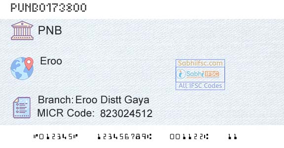 Punjab National Bank Eroo Distt GayaBranch 