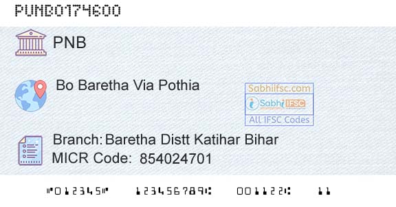 Punjab National Bank Baretha Distt Katihar BiharBranch 