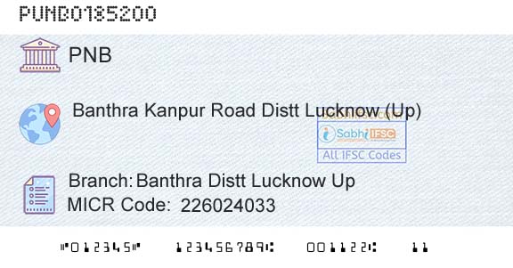 Punjab National Bank Banthra Distt Lucknow Up Branch 
