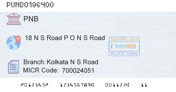 Punjab National Bank Kolkata N S RoadBranch 