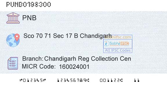 Punjab National Bank Chandigarh Reg Collection CenBranch 