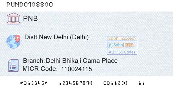 Punjab National Bank Delhi Bhikaji Cama PlaceBranch 