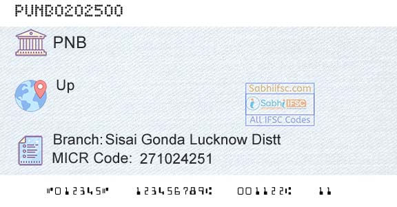 Punjab National Bank Sisai Gonda Lucknow Distt Branch 