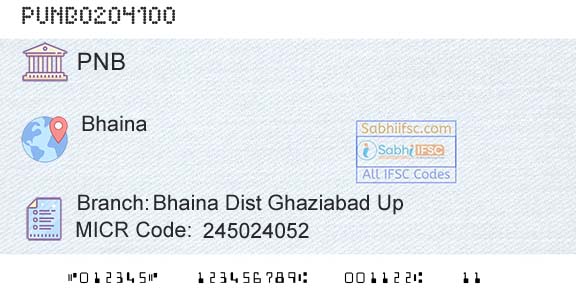 Punjab National Bank Bhaina Dist Ghaziabad Up Branch 