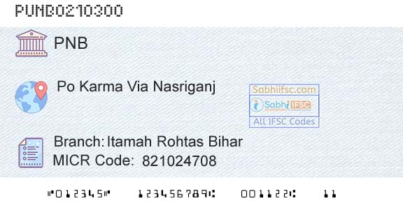 Punjab National Bank Itamah Rohtas BiharBranch 