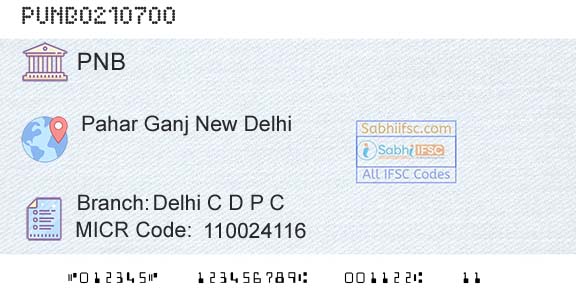 Punjab National Bank Delhi C D P C Branch 