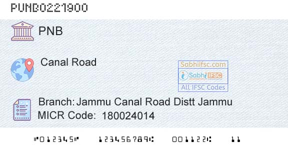 Punjab National Bank Jammu Canal Road Distt JammuBranch 