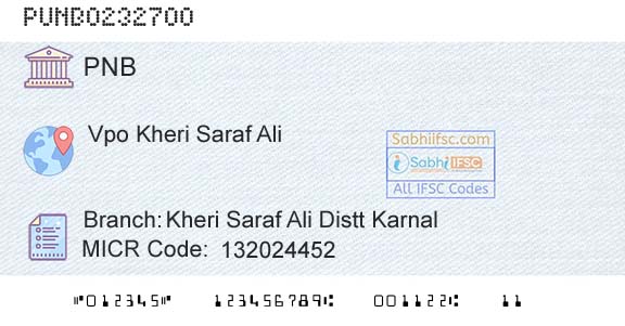 Punjab National Bank Kheri Saraf Ali Distt KarnalBranch 