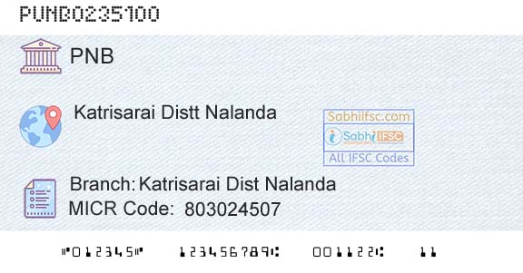 Punjab National Bank Katrisarai Dist NalandaBranch 